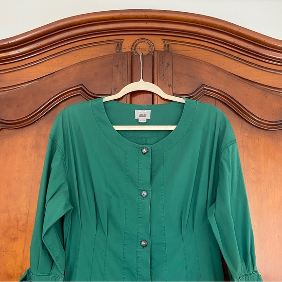 Grey Jason Wu Kelly Emerald Green Midi Button Front Shirt Dress | Size 10 - Picture 7 of 13